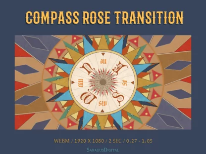 Twitch transition Compass Rose for stream scene change or video recording. Wind rose is an element of a nautical medieval map. Animated Twitch overlay, circle transition for vtubers and streamers, for pirate and sea adventures lovers