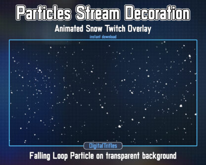 Animated Snow stream decoration, cute and cozy theme of winter, snowfall and snowflakes. Christmas Twitch overlay. These snowy particles are perfect for decorating live streams, games, vtuber background or just chatting
