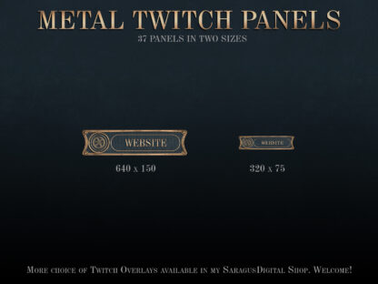 Metal & canvas dark twitch panels, for streamers and vtubers. These stream panels are minimalistic and universal, they are suitable for battles and adventures RPG, fantasy and magic strategies, military campaigns from the middle ages to the 20th century