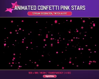 Pink stars alert, animated stream decoration, sparkle falling stars, Twitch overlay, full screen, transparent background.