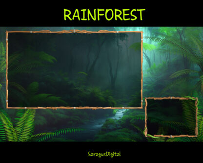Rainforest with snakes — animated stream overlay pack — game frames and webcam borders, and backgrounds