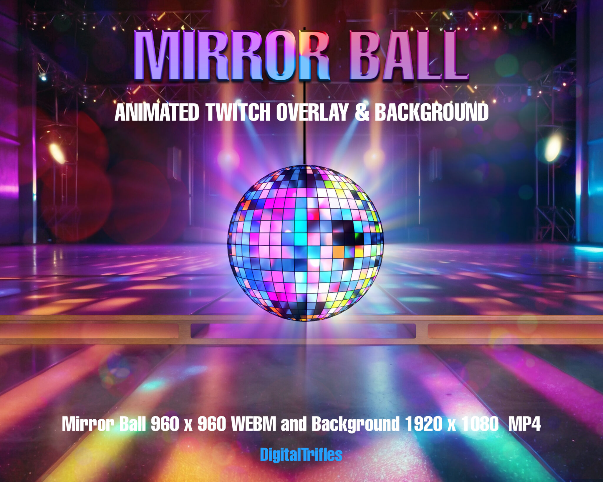 Mirror Ball Stream Scene, Animated Twitch Overlay and Background, Live ...