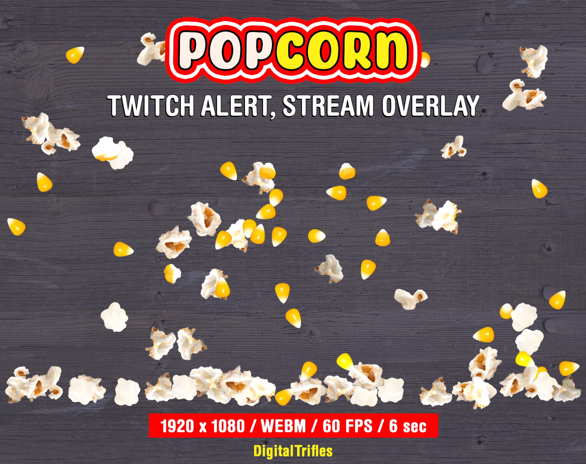 Popcorn Time Alert Popcorn Twitch Alert, Stream Overlay, Animated Popcorn Popping, Fun ...