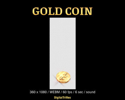 Animated gold coin Twitch alert, stream overlay with sound and transparent background