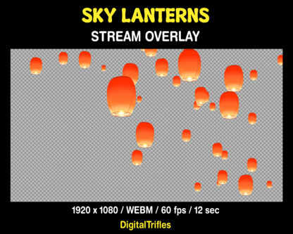 Animated sky lanterns Twitch overlay, full screen alert and cute stream decoration