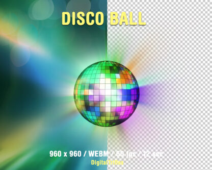 Spinning mirror disco ball, aesthetic stream decoration, animated Twitch overlay. For a dancing or singing Streamer or VTuber, for karaoke or dance classes. Cute loop asset for stream scene, VTuber background, for gaming, live streaming, chatting