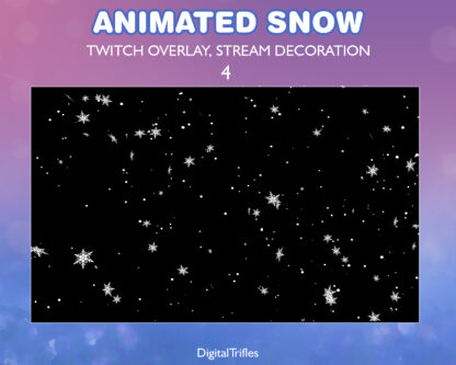 Animated snow stream overlays, Twitch stream assets, beautiful and cozy winter theme of the snowfall and snowflakes, Christmas aesthetic Twitch overlay. 4 cute snowy animations for decorating gaming, live stream, just chatting or Vtuber background