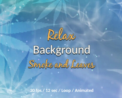 Blue psychedelic background animation with smoke and cannabis leaves