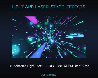 stream package of animated stage light effects for streamers and VTubers. Twitch overlays designed for singers, dancers, DJ parties, future pop stars, karaoke, and more. Includes looping vibrant lasers and spotlights, along with a stylish dark loft with brick walls as a static background