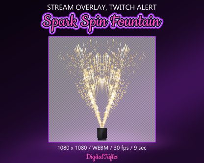 Rotating cold fire fountain – animated Twitch alert and stream decoration overlay with transparent background