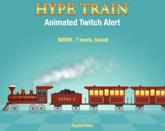 Bring big hype energy to your stream with this animated Hype Train alert! A retro-style locomotive rolls across the screen with a classic steam whistle and rhythmic wheel sounds — perfect for Twitch streamers and VTubers who want a fun and dynamic way to celebrate community support