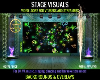 Magical and psychedelic animated loops for OBS — witchy symbols, glowing fractals, neon glyphs, serpentine energy, cold spark fountains, and a sacred tetrahedron. Seamless visuals for VTubers, DJs, and music streamers