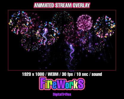 Fullscreen animated fireworks alert for Twitch streams — with sound and transparent background. Designed for VTubers and streamers celebrating the 4th of July, New Year’s, or any festive event. Use this overlay to mark big moments on stream: new subs, donations, goals, or special announcements