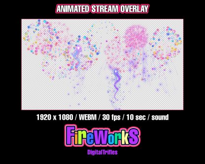 Fullscreen animated fireworks alert for Twitch streams — with sound and transparent background. Designed for VTubers and streamers celebrating the 4th of July, New Year’s, or any festive event. Use this overlay to mark big moments on stream: new subs, donations, goals, or special announcements