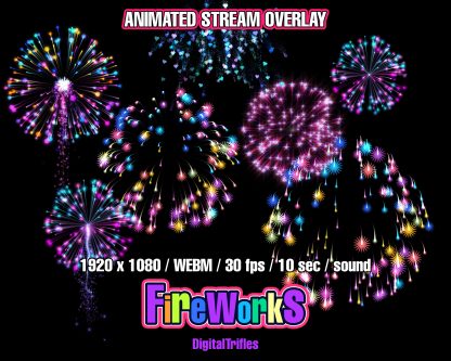Fullscreen animated fireworks alert for Twitch streams — with sound and transparent background. Designed for VTubers and streamers celebrating the 4th of July, New Year’s, or any festive event. Use this overlay to mark big moments on stream: new subs, donations, goals, or special announcements
