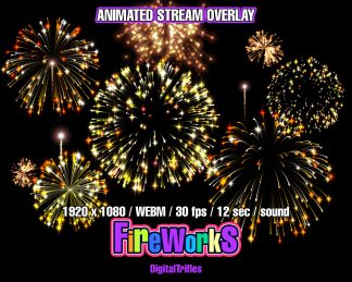 Fullscreen animated fireworks alert for Twitch streams — with sound and transparent background. Designed for VTubers and streamers celebrating the 4th of July, New Year’s, or any festive event. Use this overlay to mark big moments on stream: new subs, donations, goals, or special announcements