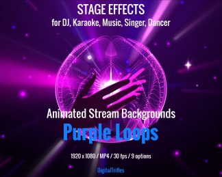Purple animated backgrounds for streamers and VTubers — designed to simulate vibrant stage visuals. Perfect for karaoke nights, Twitch musical performances, DJ or VJ sets, dance streams. This loopable video background set brings your virtual stage to life with movement, color, and energy