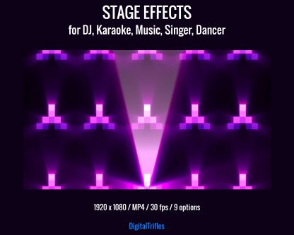 Purple animated backgrounds for streamers and VTubers — designed to simulate vibrant stage visuals. Perfect for karaoke nights, Twitch musical performances, DJ or VJ sets, dance streams. This loopable video background set brings your virtual stage to life with movement, color, and energy