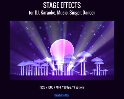 Purple animated backgrounds for streamers and VTubers — designed to simulate vibrant stage visuals. Perfect for karaoke nights, Twitch musical performances, DJ or VJ sets, dance streams. This loopable video background set brings your virtual stage to life with movement, color, and energy