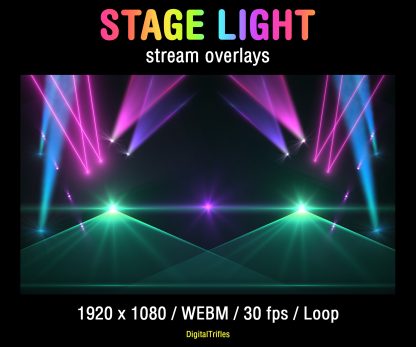 Great collection of animated stage light overlays for streamers and VTubers. This pack brings dynamic laser beams and light effects, creating a vivid and professional stage look. These seamless, smoothly looping visuals with transparent backgrounds can be used as overlays or backgrounds in your stream setup