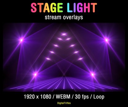 Great collection of animated stage light overlays for streamers and VTubers. This pack brings dynamic laser beams and light effects, creating a vivid and professional stage look. These seamless, smoothly looping visuals with transparent backgrounds can be used as overlays or backgrounds in your stream setup