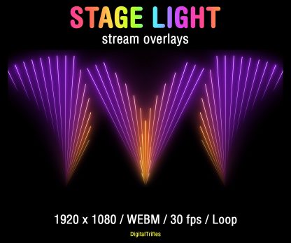 Great collection of animated stage light overlays for streamers and VTubers. This pack brings dynamic laser beams and light effects, creating a vivid and professional stage look. These seamless, smoothly looping visuals with transparent backgrounds can be used as overlays or backgrounds in your stream setup