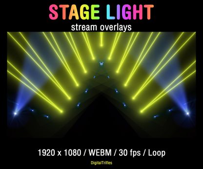 Great collection of animated stage light overlays for streamers and VTubers. This pack brings dynamic laser beams and light effects, creating a vivid and professional stage look. These seamless, smoothly looping visuals with transparent backgrounds can be used as overlays or backgrounds in your stream setup