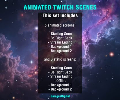 Animated Instrument Panel Animated Space Stream Screens Pack, Sci-Fi Backgrounds for Twitch ...